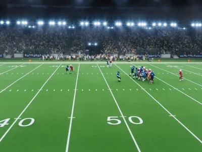 Die beiden Mannschaften spielen American Football.